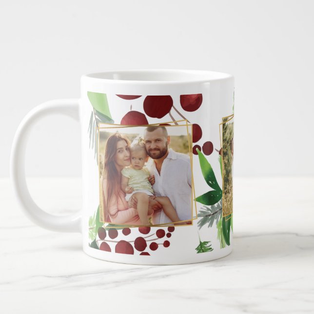 Grande Tasse Holly Branches Photo Mug (Gauche)