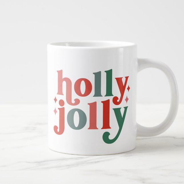 Grande Tasse Holly Jolly - Typographie des Fêtes Rétro (Droite)