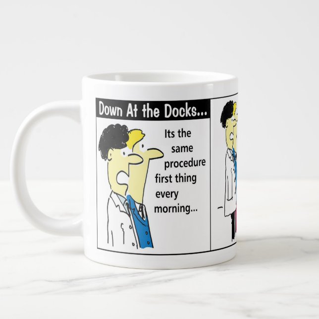 Grande Tasse Humour de dessin du conteneur d'expédition de Dock (Gauche)