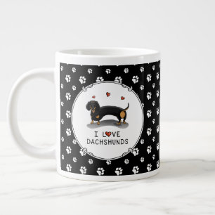 Grande Tasse I Love Dachshunds Dachsies (noir et bronze) mignon
