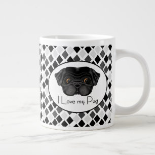 Grande Tasse I Love My Black Carlin mignon Carlin noir et Citat