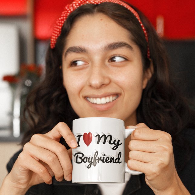 Grande Tasse I Love My Boyfriend texte noir mignon (Créateur téléchargé)