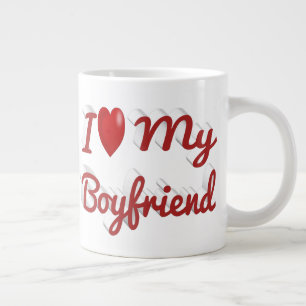 Grande Tasse I Love My Boyfriend texte rouge mignon