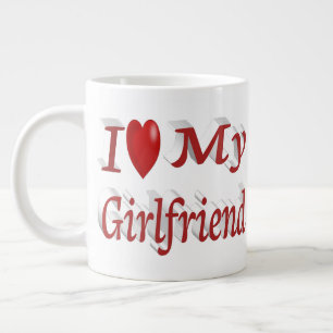 Grande Tasse I Love My Girlfriend texte rouge mignon