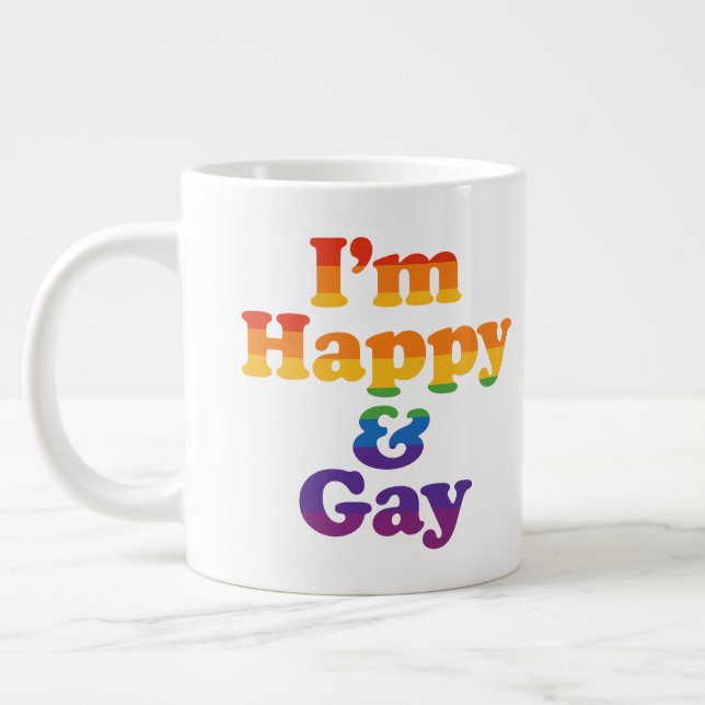 Grande Tasse “I’m Happy & Gay” Mug – Bold Pride Coffee Cup  (Gauche)