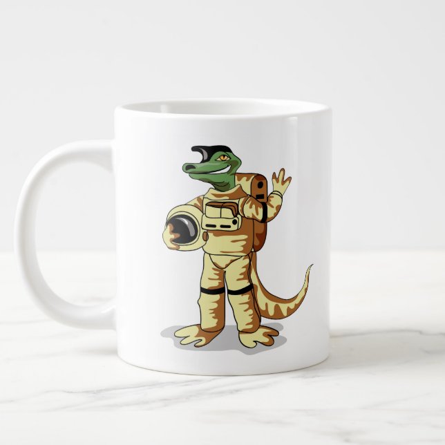 Grande Tasse Iguanodon Habillé Dans Un Spacesuit Cosmonaute. (Gauche)