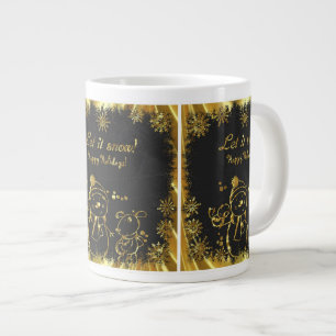 Grande Tasse Illustration Black And Gold Snowman - Laissez-le n