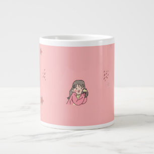 Grande Tasse Illustration de fille esthétique mignonne sur une