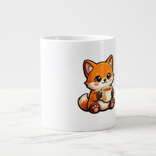Grande Tasse Illustration de renard à thé mignon – Renard confo