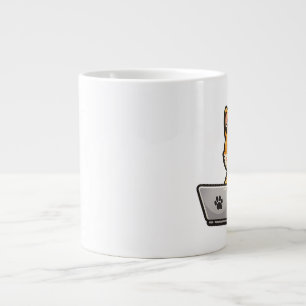 Grande Tasse Illustration de Shiba Inu mignon avec ordinateur p