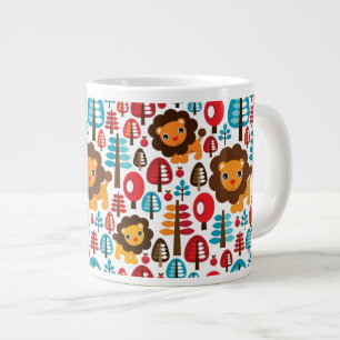 Grande Tasse illustration des enfants Lion rétro-mignons