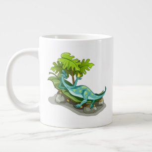 Grande Tasse Illustration D'Un Bain De Soleil Iguanodon.