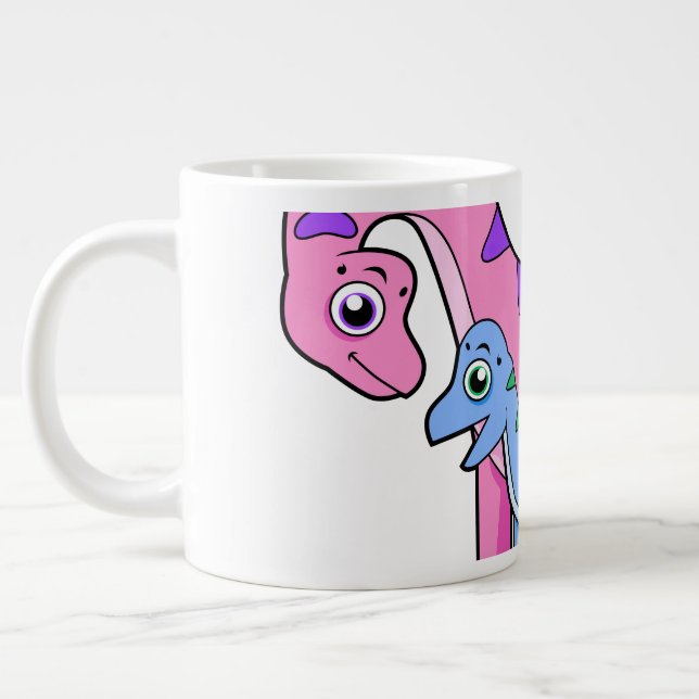 Grande Tasse Illustration D'Un Brachiosaurus Mère Et Enfant. (Gauche)