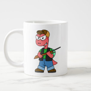 Grande Tasse Illustration D'Un Chasseur De Spinosaure Avec Arme