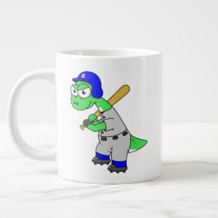 Grande Tasse Illustration D'Un Joueur De Baseball Brontosaurus.