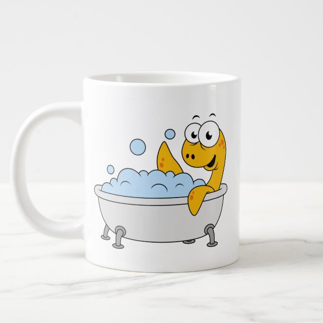 Grande Tasse Illustration D'Un Monstre De Loch Ness De Bain. (Gauche)