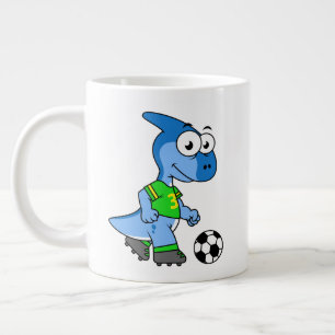 Grande Tasse Illustration D'Un Parasaurolophus Jouant Au Footba