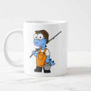 Grande Tasse Illustration D'Un Pêcheur D'Allosaurus.