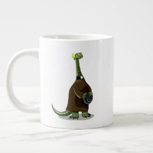 Grande Tasse Illustration D'Un Plateosaure Habillé Comme Prêtre
