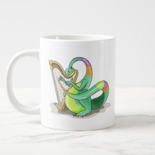 Grande Tasse Illustration D'Un Plateosaure Jouant De La Harpe.