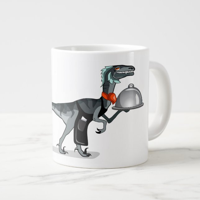 Grande Tasse Illustration D'Un Serveur De Restauration Raptor. (Devant droit)