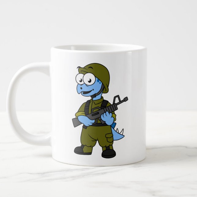 Grande Tasse Illustration D'Un Soldat De Stegosaurus. (Gauche)
