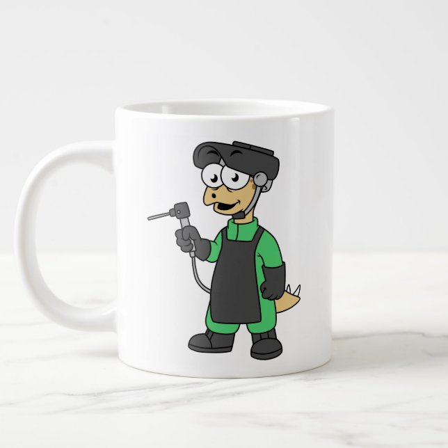 Grande Tasse Illustration D'Un Soudeur De Stegosaurus. (Gauche)
