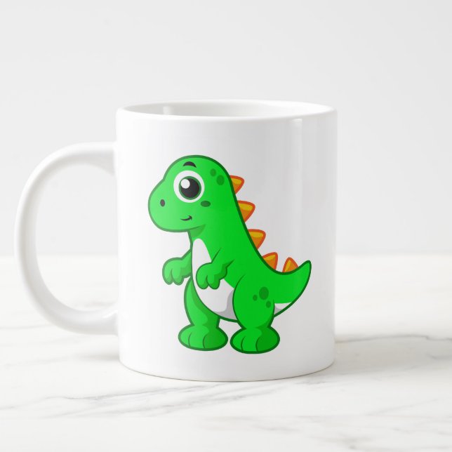 Grande Tasse Illustration Mignonne Du Tyrannosaurus Rex. (Gauche)