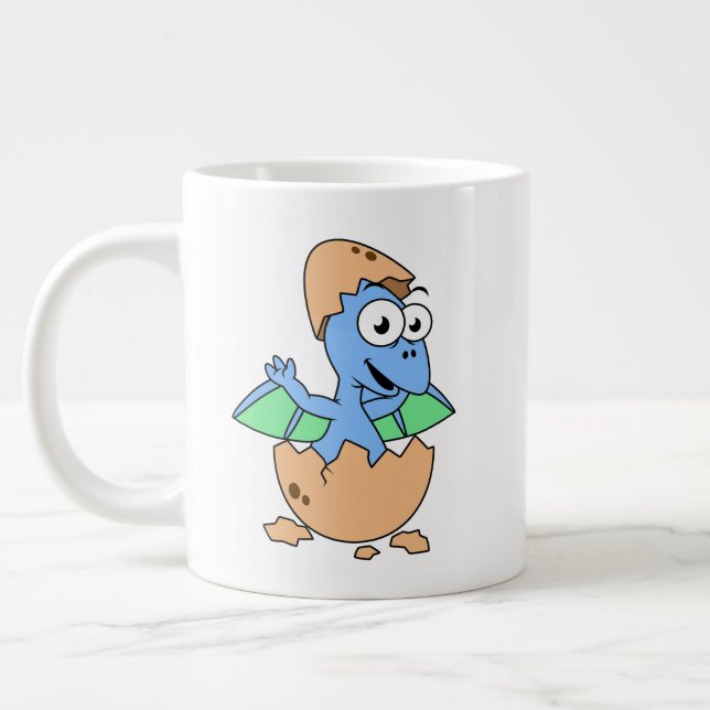 Grande Tasse Illustration Mignonne D'Une Éclosion De Ptérodacty (Gauche)
