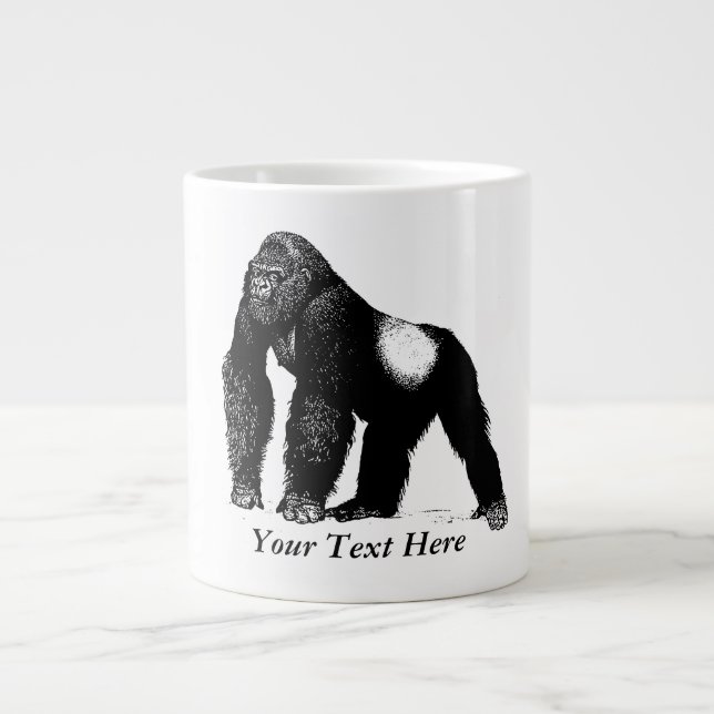 Grande Tasse Illustration Vintage du gorille de Silverback, noi (Devant)