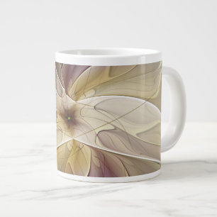Grande Tasse Imaginaire Floral Gold Eggplant Art Fractal Abstra