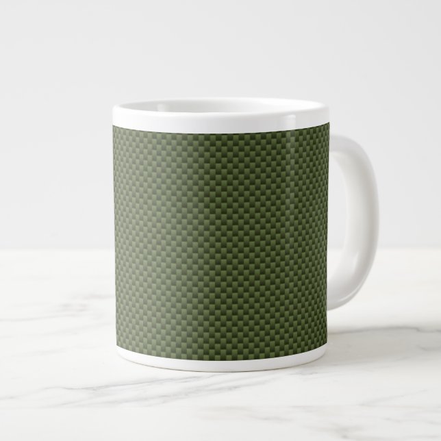 Grande Tasse Impression de fibre de carbone verte de l'Armée (Devant droit)