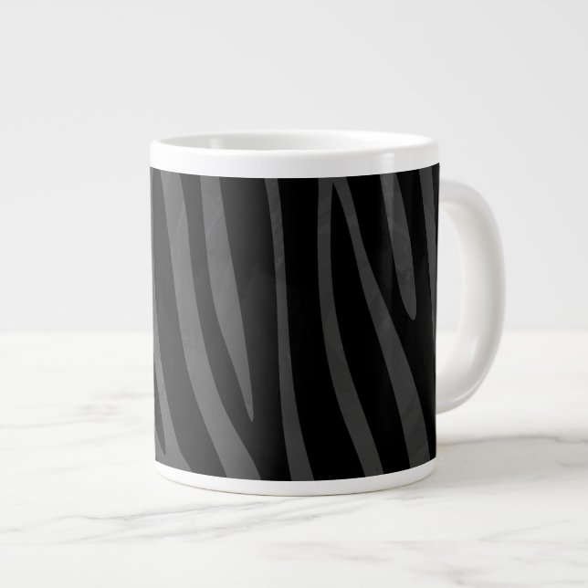 Grande Tasse Impression noire et grise Zebra (Devant droit)