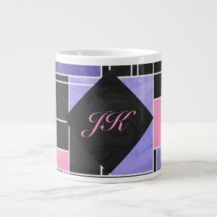 Grande Tasse Impression noire violet mondriaque