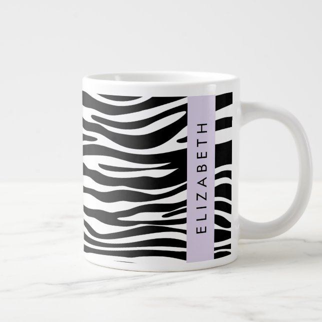 Grande Tasse Impression Zèbre, Grilles, Noir Et Blanc, Votre No (Droite)