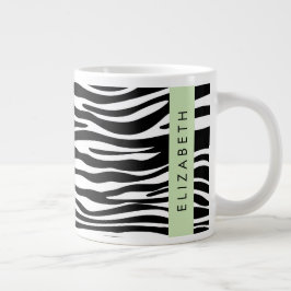 Grande Tasse Impression Zèbre, Grilles, Noir Et Blanc, Votre No