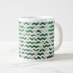 Grande Tasse Imprimerie verte et blanche de Chevron Cow