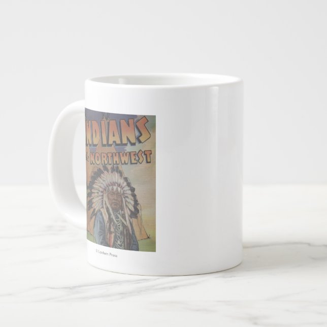 Grande Tasse Indiens du nord-ouest - chef indien et Teepee (Devant gauche)