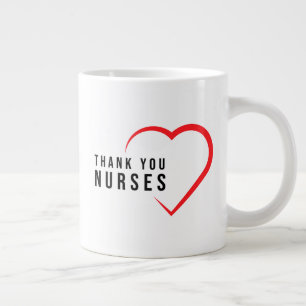 Grande Tasse Infirmières Mercis Coeur rouge