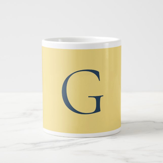 Grande Tasse Initial Letter Monogram Jasmine Slate Grey Plain (Devant)