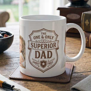 Grande Tasse Insigne de photo de famille de papa supérieur Brun