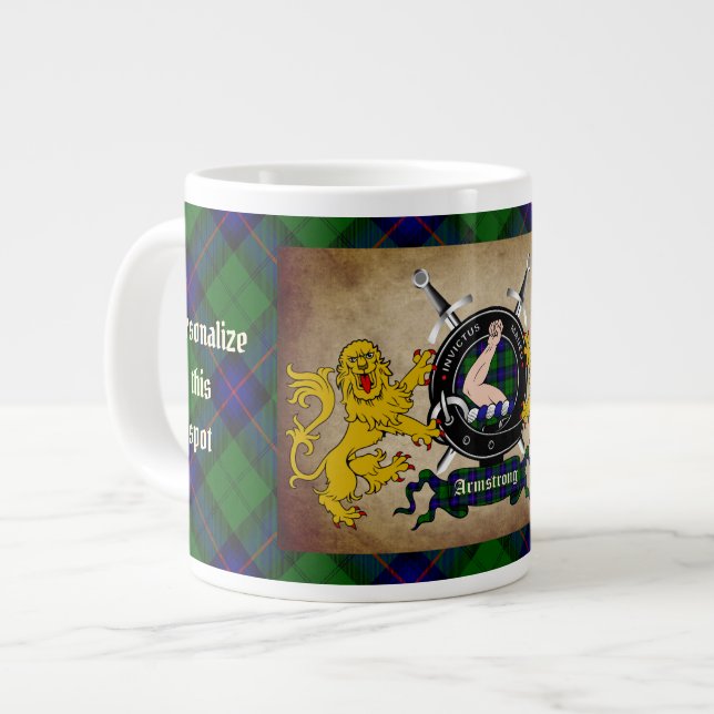 Grande Tasse Insigne et tatan de clan Armstrong personnalisé (Devant gauche)