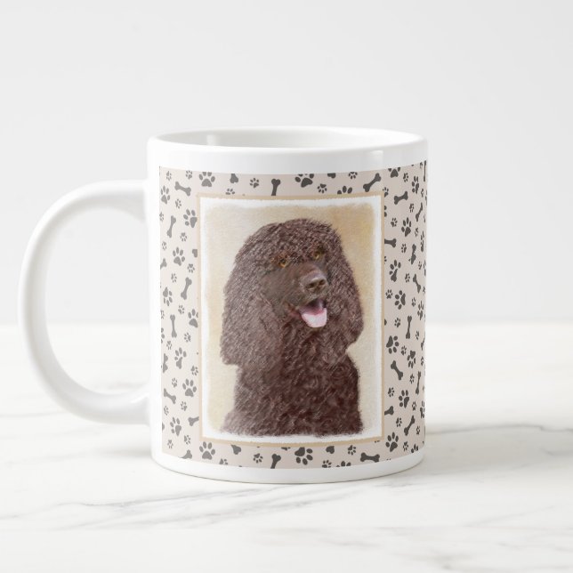 Grande Tasse Irish Water Spaniel Painting - Original Dog Art (Gauche)