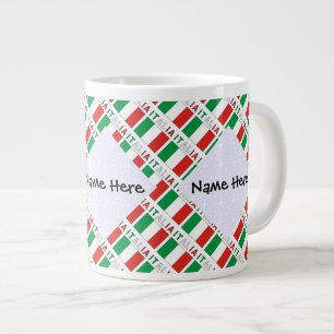 Grande Tasse Italia et Drapeau Italien Carrelé avec Votre Nom