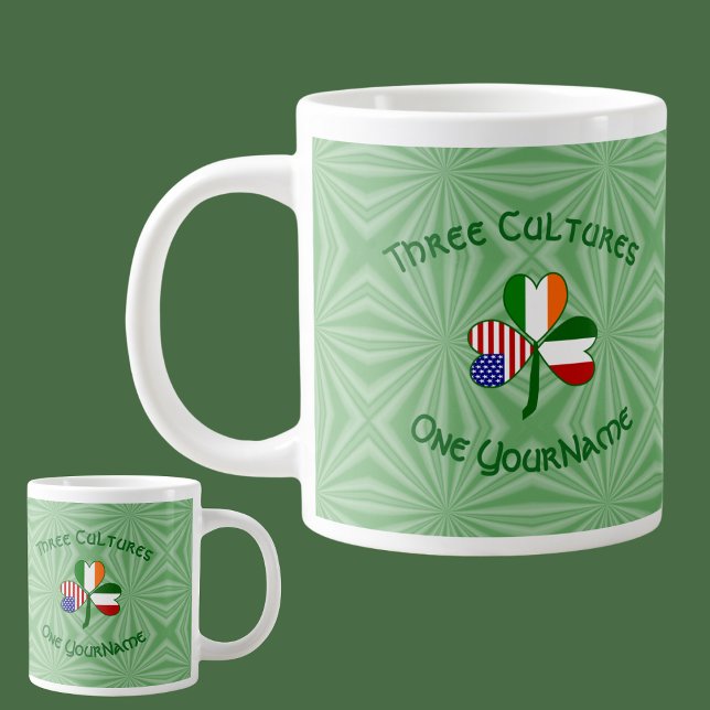 Grande Tasse Italien irlandais Shamrock américain personnalisé (Créateur téléchargé)