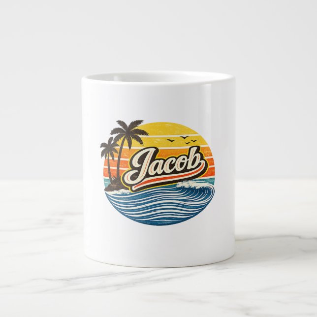 Grande Tasse Jacob Retro Sunset Name Design (Devant)