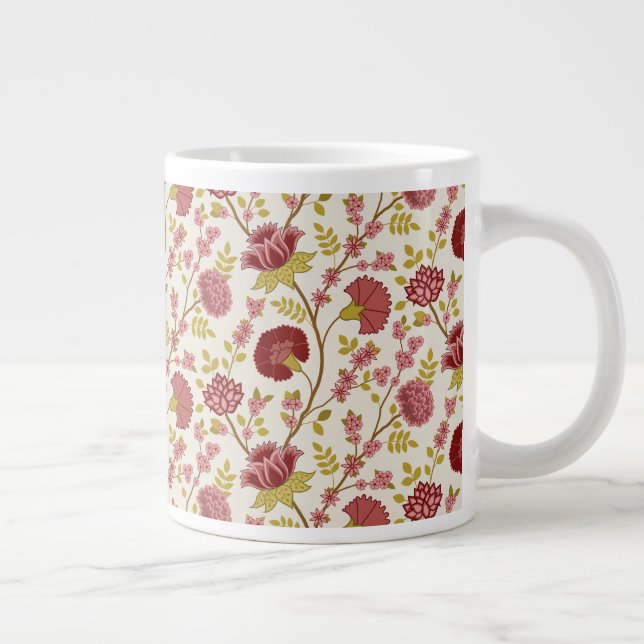 Grande Tasse Jacobean Floral Pattern Rouge Rose Gold Crème (Droite)