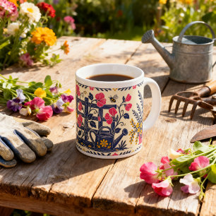 Grande Tasse Jardin de pois de senteur, Art populaire, Mug en l