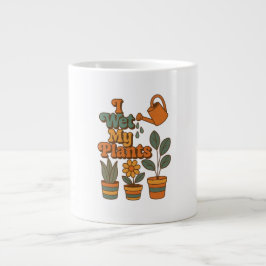 Grande Tasse J'arrose mes plantes – Rayures Rétro des années 70