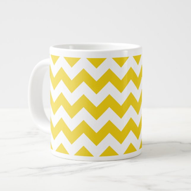 Grande Tasse Jaune Zigzag, Jaune Chevron, Motif géométrique (Devant gauche)